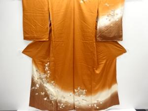 花に貝桶・扇模様刺繍訪問着仮絵羽(八掛付き)